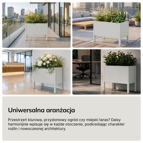 Osłona donica na kwiaty metalowa duża szara: DAISY 500 x 400 x 300 mm