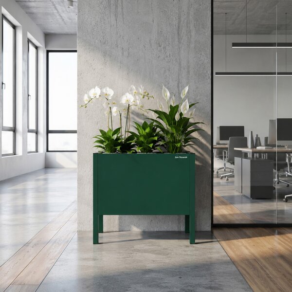 Osłona donica na kwiaty metalowa mała butelkowa zieleń: DAISY 400 x 350 x 250 mm