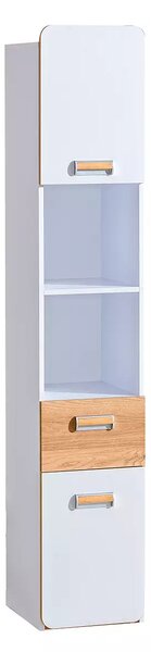 Regał 35 cm z szufladą Lorento 03 Biały/Dąb Nash