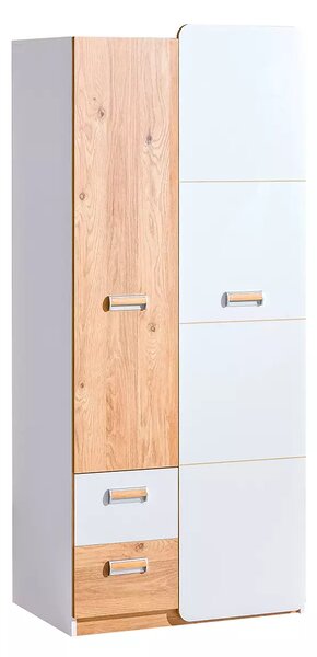 Szafa 80 cm z szufladami Lorento 01 Biały/Dąb Nash