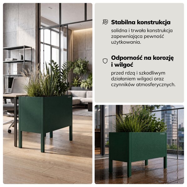 Osłona donica na kwiaty metalowa mała butelkowa zieleń: DAISY 400 x 350 x 250 mm