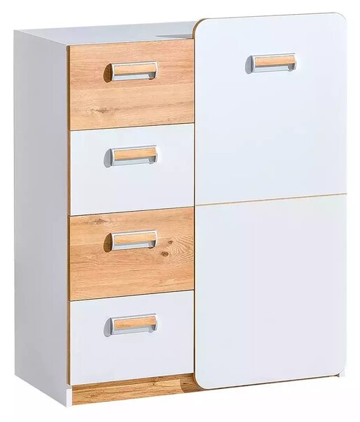 Komoda 80 cm z szufladami Lorento 06 Biały/Dąb Nash