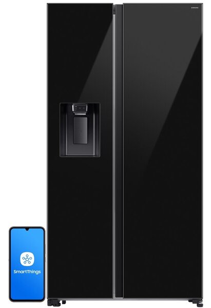 Lodówka SAMSUNG AI RS70F64KEBEO Side by Side No Frost 178.6cm Czarne szkło Podajnik wody Kostkarka