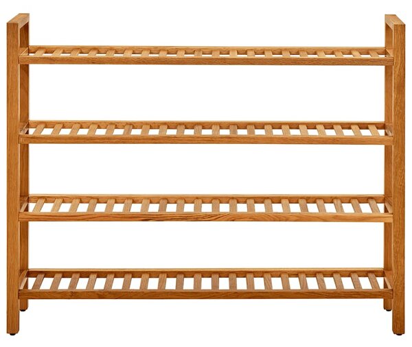 Stojak na buty z 4 półkami, 100x27x80 cm, lite drewno dębowe