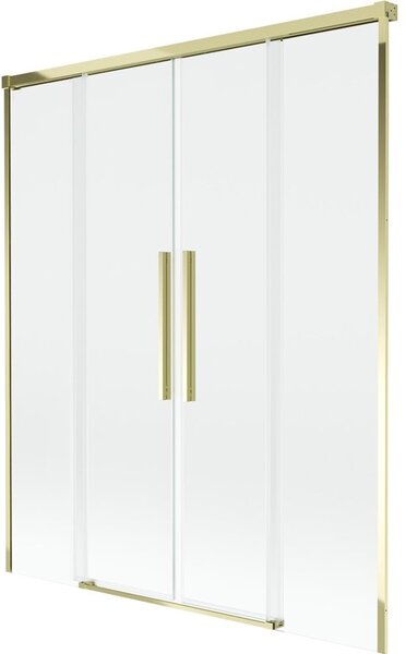 Mexen Rox parawan nawannowy 2-skrzydłowy rozsuwany 140 x 150 cm, transparent, złoty - 8C9-140-002-50-00