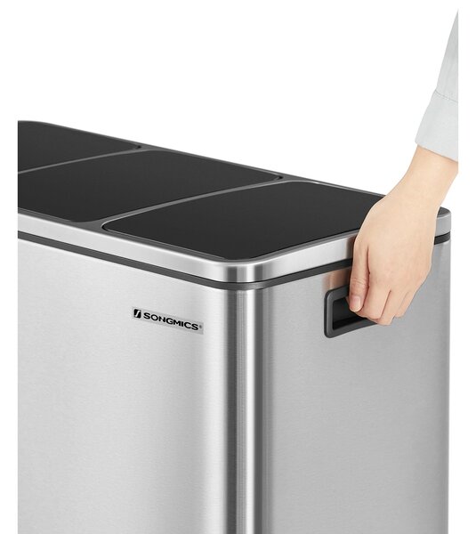 Kosz do segregacji odpadów SORT 54 l (3x18 l), srebrna SongmicsHome