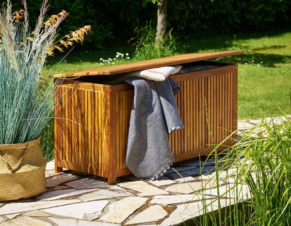 Drewniana skrzynia ACACIA, 117x50x59cm, naturalny brąz Jurhan