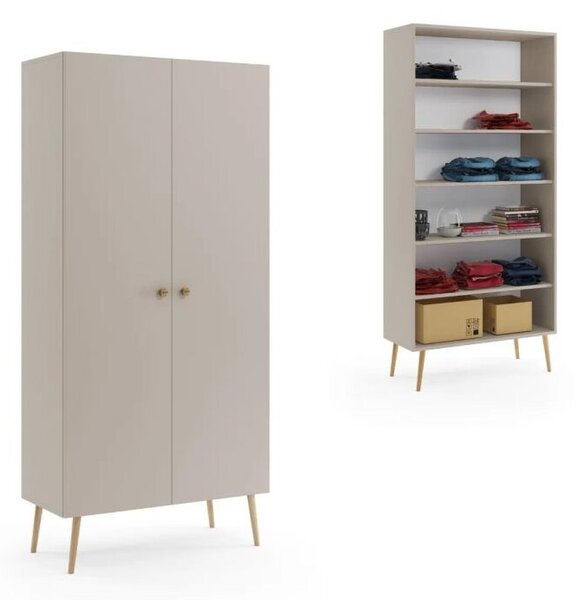 Szafa LEBEL z pÃ³Åkami 87cm kaszmirowa
