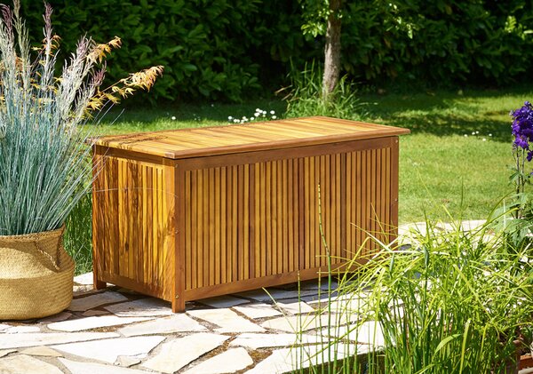 Drewniana skrzynia ACACIA, 117x50x59cm, naturalny brąz Jurhan