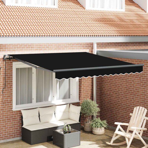 Markiza zwijana Czarny 300 x 250 cm Poliester i Stal