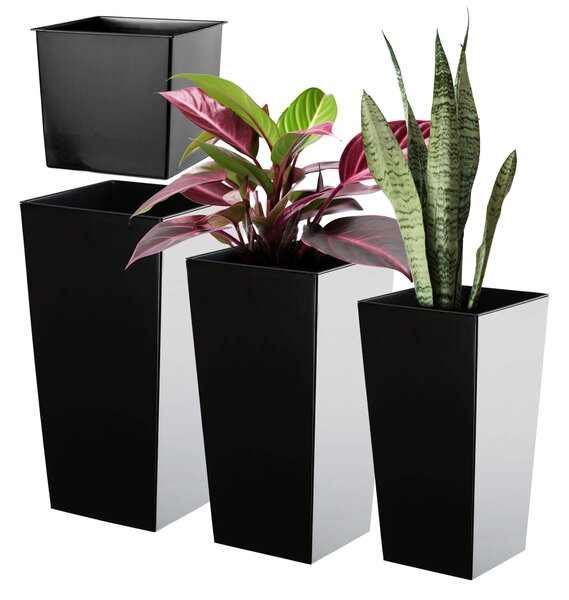 Donice na kwiaty z wkładem Masiera 19 cm + 25 cm + 30 cm, czarne