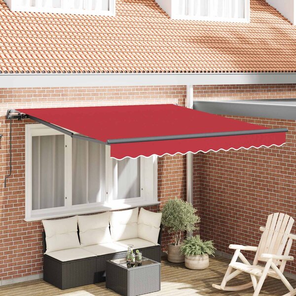 Markiza zwijana Czerwony 300 x 250 cm Poliester i Stal