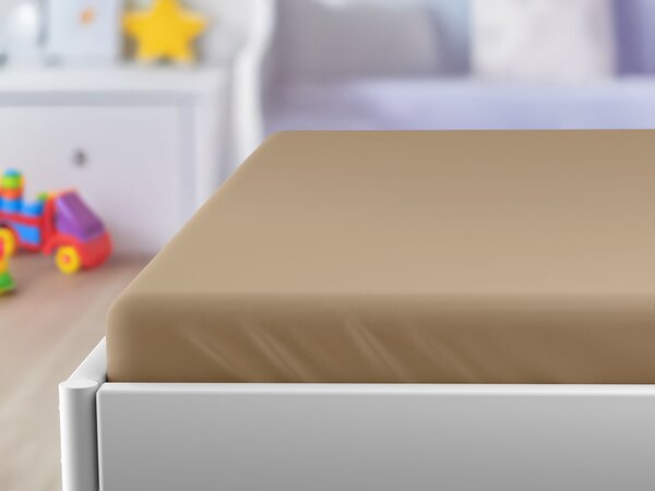 Jersey prześcieradło dla dziecka beżowe 60 x 120 cm