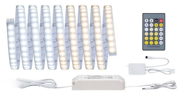 Paulmann Zestaw podstawowy taśm LED MaxLED 1000, 3 m, CCT, IP44 możliwość ściemniania, chromowy / srebrny, salon / jadalnia, tworzywo sztuczne