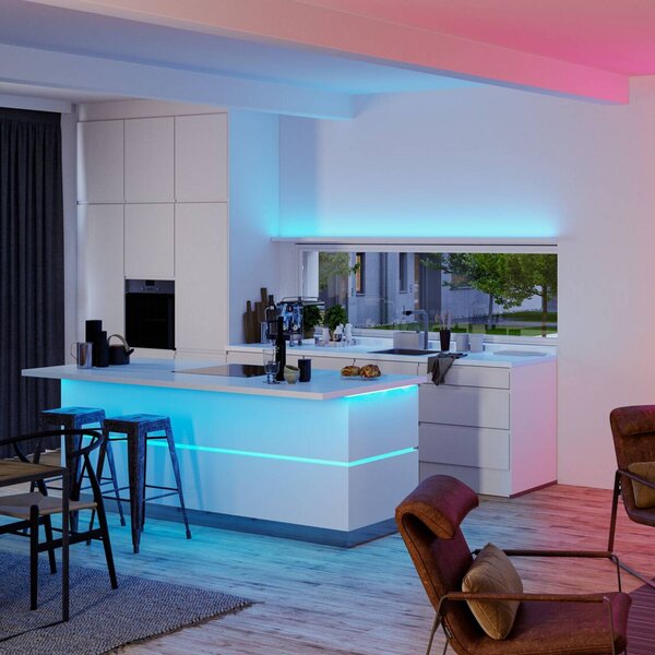 Paulmann Zestaw podstawowy taśm LED MaxLED 500 COB, 3 m, RGBW 500, możliwość ściemniania, chromowy / srebrny, salon / jadalnia, tworzywo sztuczne