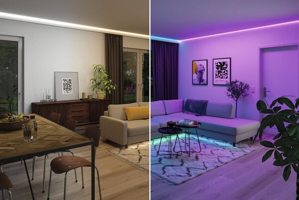 Paulmann Zestaw podstawowy taśm LED MaxLED 1000, 3 m, RGBW, IP44 możliwość ściemniania, chromowy / srebrny, salon / jadalnia, tworzywo sztuczne