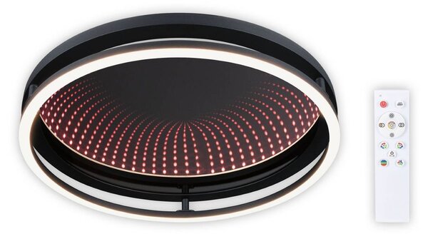 Paulmann Lampa sufitowa Spaceglow One, możliwość ściemniania, czarny, przedpokój, tworzywo sztuczne, nowoczesny