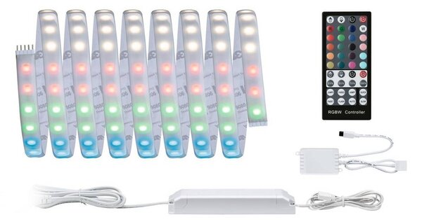 Paulmann Zestaw podstawowy taśm LED MaxLED 1000, 3 m, RGBW, IP44 możliwość ściemniania, chromowy / srebrny, salon / jadalnia, tworzywo sztuczne