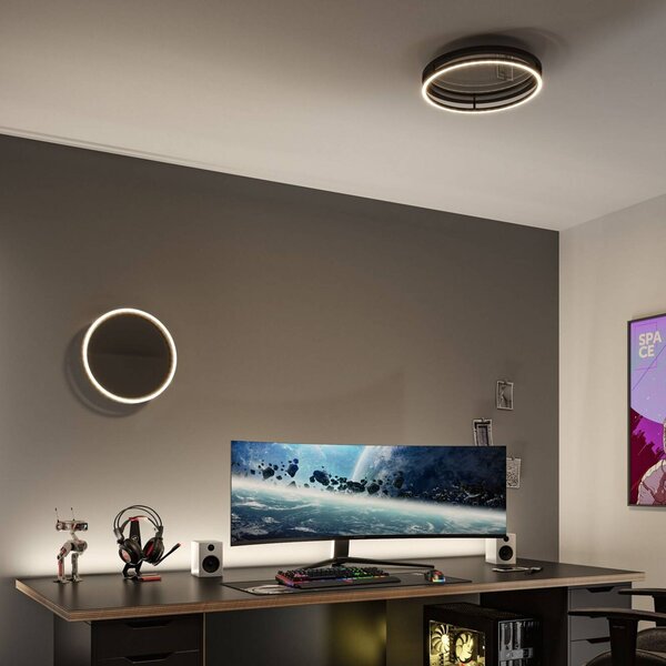 Paulmann Lampa sufitowa Spaceglow One, możliwość ściemniania, czarny, przedpokój, tworzywo sztuczne, nowoczesny