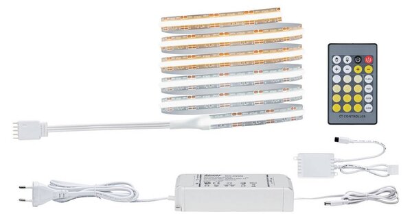 Paulmann Zestaw podstawowy taśm LED MaxLED 1000 COB, 1,5 m, CCT możliwość ściemniania, chromowy / srebrny, salon / jadalnia, tworzywo sztuczne