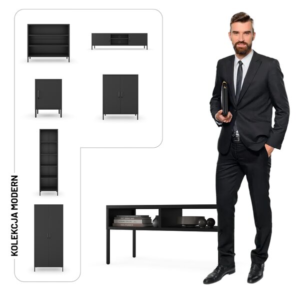 Stolik kawowy prostokątny czarny MATTEO 900 x 450 x 450 mm