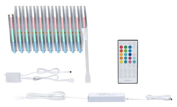 Paulmann Zestaw podstawowy taśm LED MaxLED 500 COB, 3 m, RGBW 500, możliwość ściemniania, chromowy / srebrny, salon / jadalnia, tworzywo sztuczne