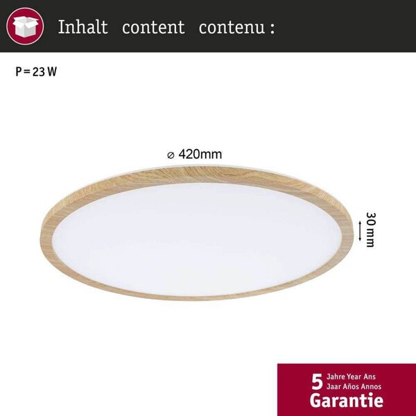 Paulmann Lampa sufitowa Atria Shine, jasne drewno, biuro, tworzywo sztuczne, nowoczesny