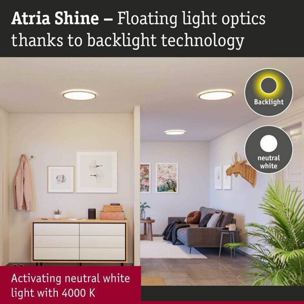 Paulmann Lampa sufitowa Atria Shine, jasne drewno, biuro, tworzywo sztuczne, nowoczesny