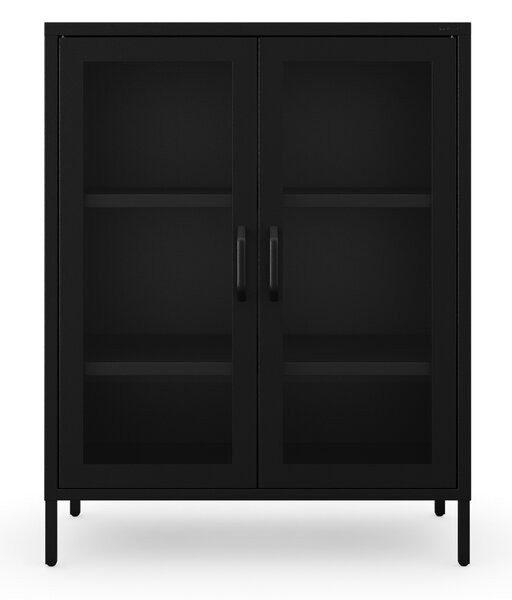 Witryna przeszklona niska czarna: GINA Modern 800 x 1015 x 400 mm