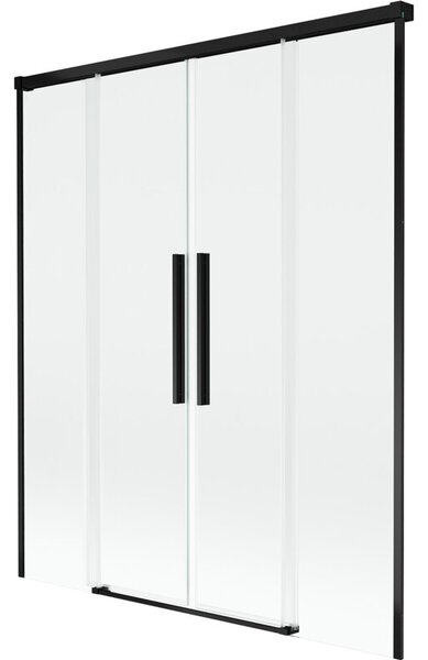 Mexen Rox parawan nawannowy 2-skrzydłowy rozsuwany 140 x 150 cm, transparent, czarny - 8C9-140-002-70-00