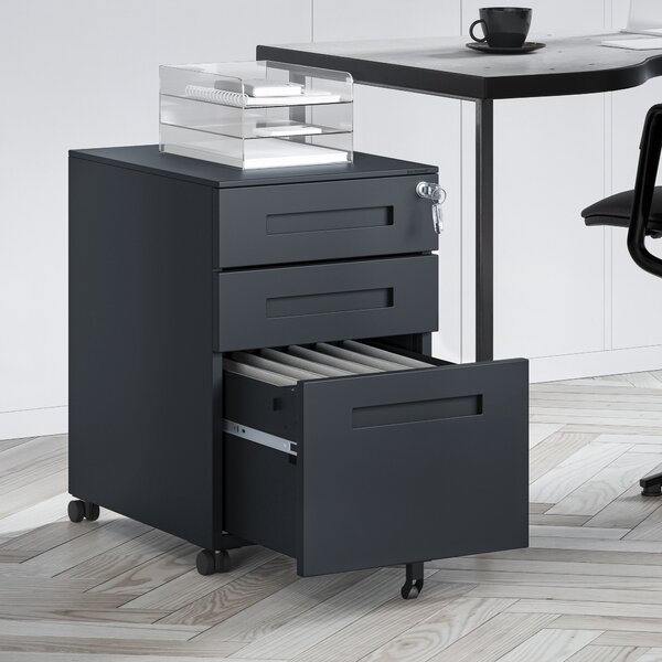 Kontenerek pod biurko KATE 390 x 600 x 500 mm, antracytowy