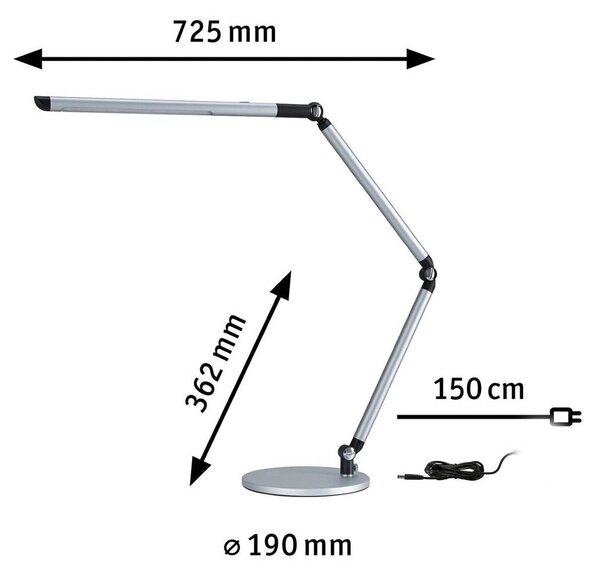Paulmann Lampa stołowa FlexBar, możliwość ściemniania, chromowy / srebrny, biuro, aluminium, nowoczesny
