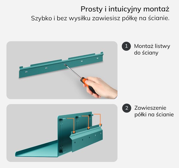Półka wisząca metalowa morska, 700 mm: JOANNE Modern