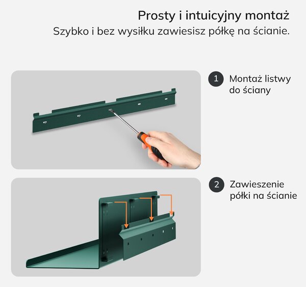 Półka wisząca JOANNE 700 mm, Modern: butelkowa zieleń