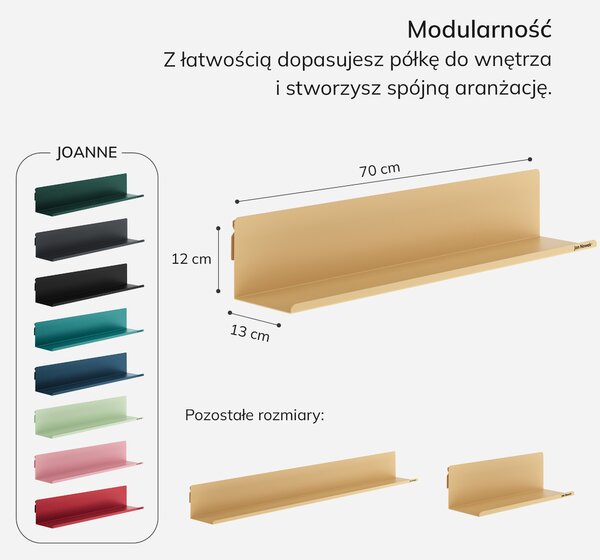 Półka wisząca metalowa beżowa, 700 mm: JOANNE Fresh Style