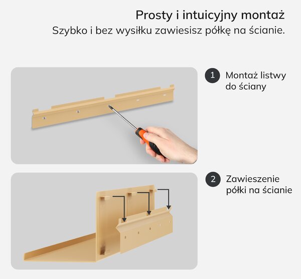 Półka wisząca metalowa beżowa, 700 mm: JOANNE Fresh Style
