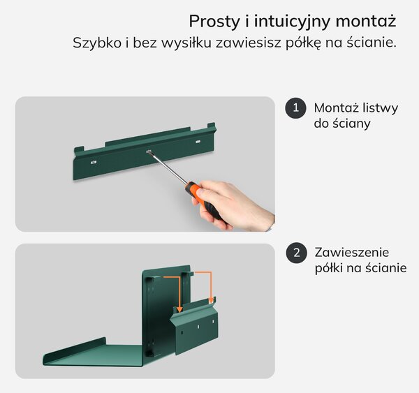 Półka wisząca metalowa butelkowa zieleń, 400 mm: JOANNE Modern