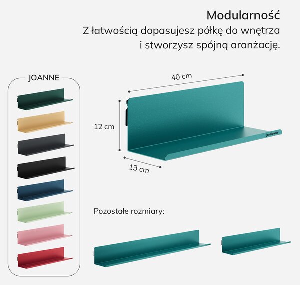 Półka wisząca metalowa morska, 400 mm: JOANNE Modern