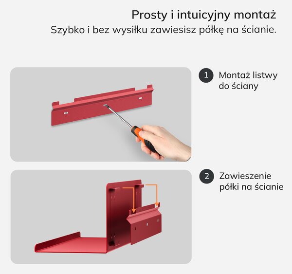 Półka wisząca JOANNE 400 mm, Modern: czerwona