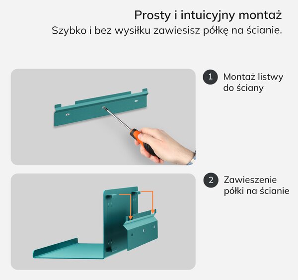 Półka wisząca metalowa morska, 400 mm: JOANNE Modern