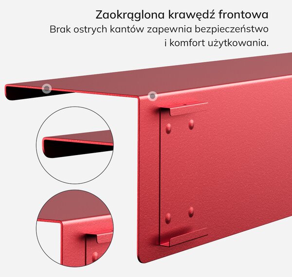Półka wisząca JOANNE 400 mm, Modern: czerwona