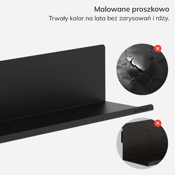 Półka wisząca metalowa czarna, 400 mm: JOANNE