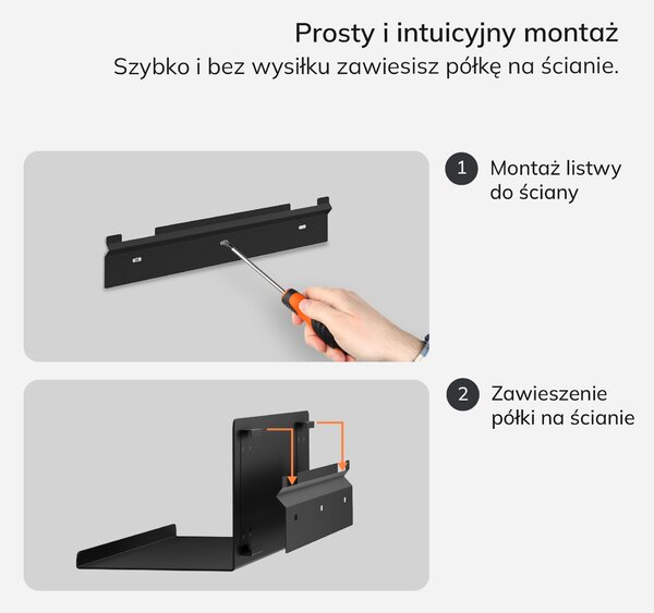 Półka wisząca metalowa czarna, 400 mm: JOANNE