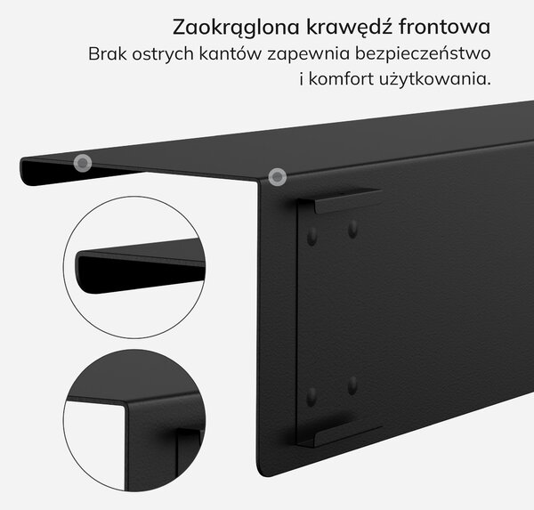 Półka wisząca metalowa czarna, 400 mm: JOANNE