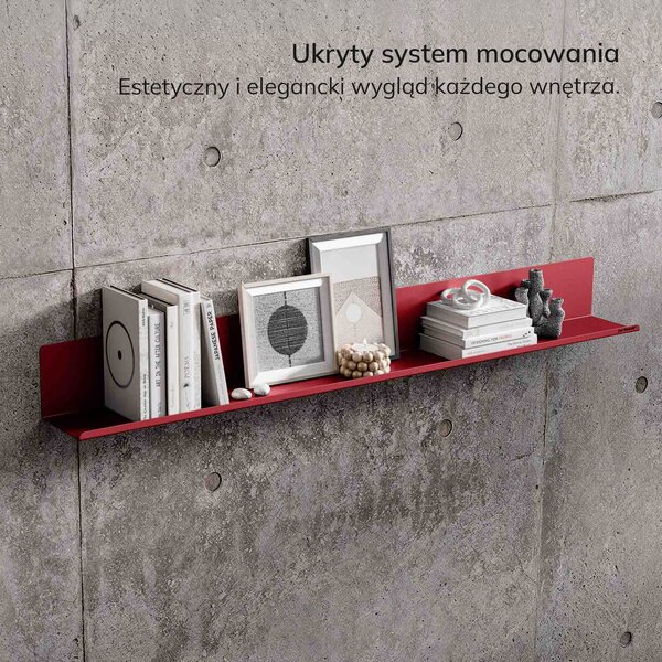 Półka wisząca metalowa czerwona, 1200 mm: JOANNE Modern