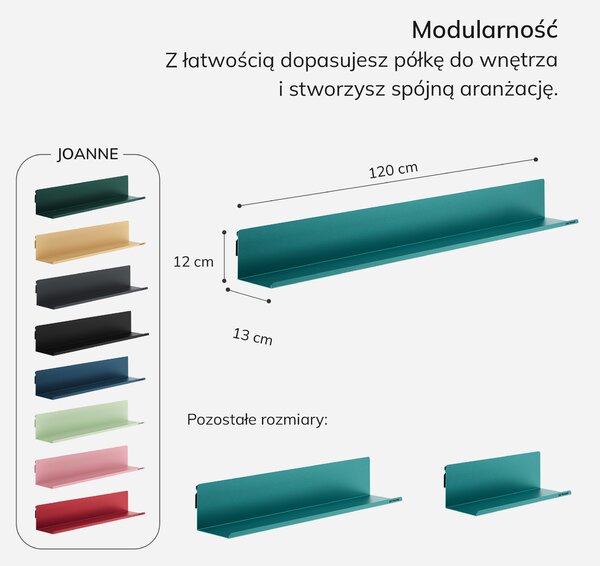 Półka wisząca metalowa morska, 1200 mm: JOANNE Modern