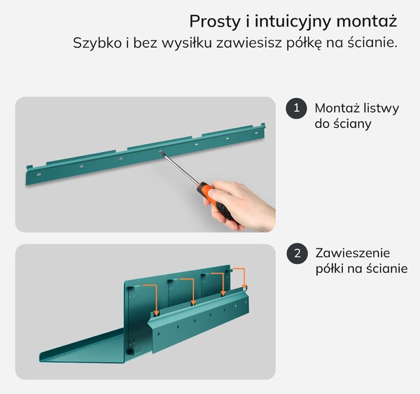 Półka wisząca metalowa morska, 1200 mm: JOANNE Modern