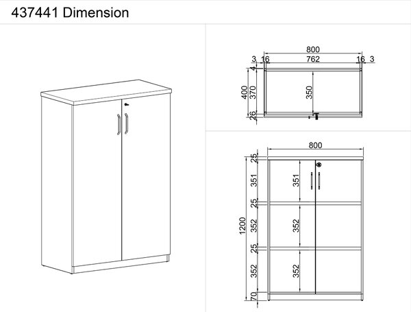 Szafa biurowa MIRELLI, 800 x 400 x 1200 mm, biały