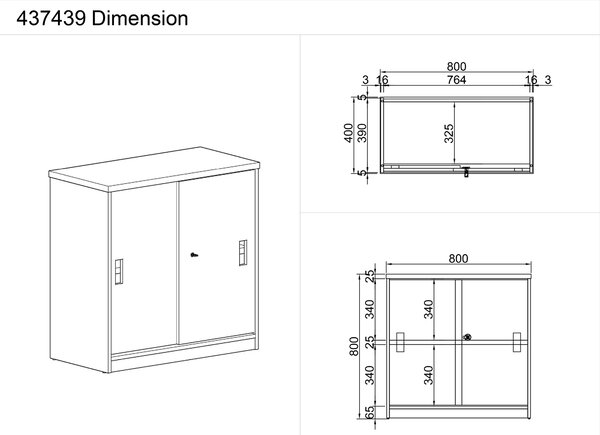 Szafka przesuwna MIRELLI, 800 x 400 x 800 mm, biały