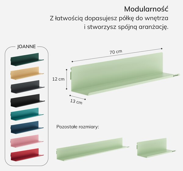 Półka wisząca JOANNE 700 mm, Fresh Style: pastelowy zielony